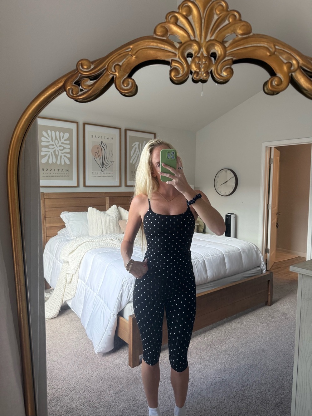Women's Black Polka Dot Workout Set